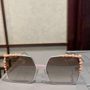 Fendi Pink Sunglasses with Beaded Accents with its original case.